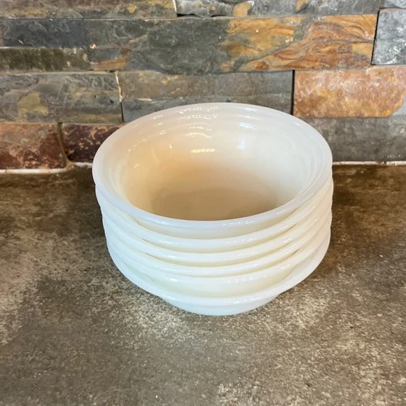 Vintage Fire King Milk Glass White Custard Dessert Bowls Cups Anchor Hocking USA - Picture 1 of 15
